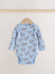 Blue/Brown Heart Long Sleeve Baby Bodysuits 5 Pack - Image 2 of 13