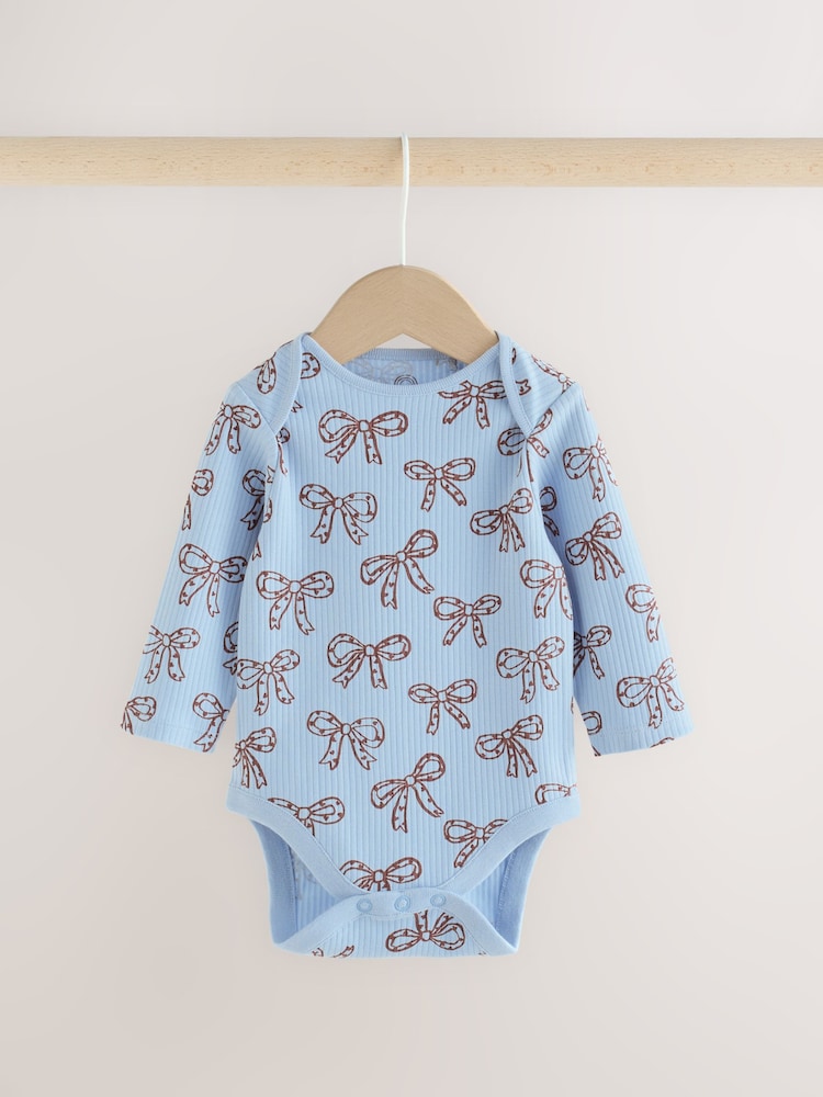Blue/Brown Heart Long Sleeve Baby Bodysuits 5 Pack - Image 2 of 13 Blue/Brown Heart Long Sleeve Baby Bodysuits 5 Pack - Image 2 of 13