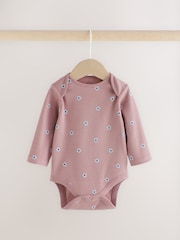 Blue/Brown Heart Long Sleeve Baby Bodysuits 5 Pack - Image 4 of 13