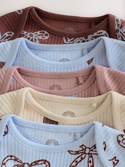 Blue/Brown Heart Long Sleeve Baby Bodysuits 5 Pack - Image 9 of 13