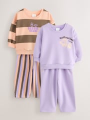 Pink/Purple Sweatshirt and Barrel Trousers Set 2 Pack (3mths-7yrs) - Image 1 of 8