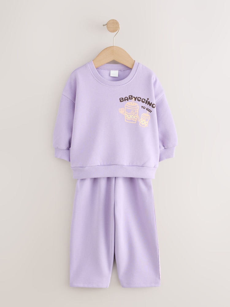 Pink/Purple Sweatshirt and Barrel Trousers Set 2 Pack (3mths-7yrs) - Image 2 of 8 Pink/Purple Sweatshirt and Barrel Trousers Set 2 Pack (3mths-7yrs) - Image 2 of 8