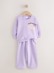 Pink/Purple Sweatshirt and Barrel Trousers Set 2 Pack (3mths-7yrs) - Image 4 of 8