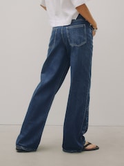 Dark Floral Embroidered High Rise City Wide Leg Jeans - Image 5 of 9