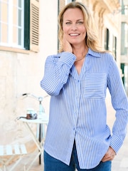 Cotton Traders Blue Relaxed Fit Stripe Shirt - Image 3 of 3