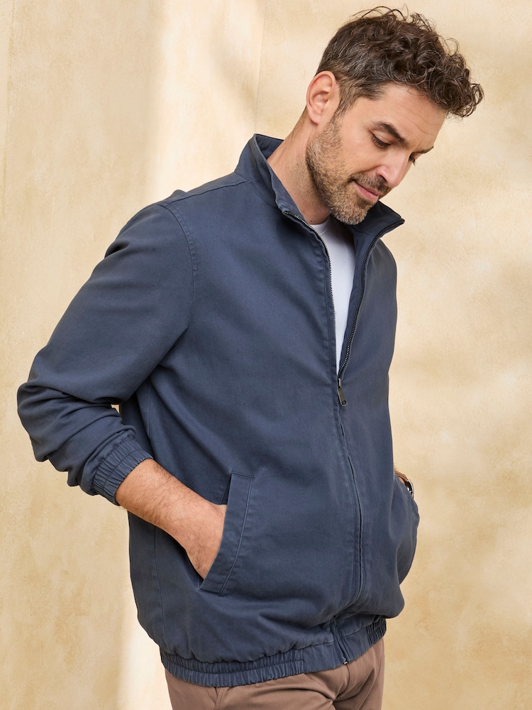 Cotton Traders Blue Washed Twill Harrington Jacket - Image 1 of 5