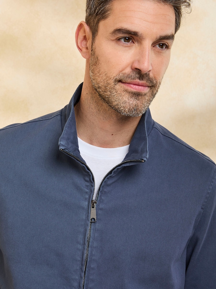 Cotton Traders Blue Washed Twill Harrington Jacket - Image 5 of 5