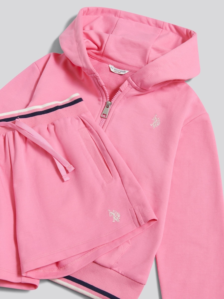U.S. Polo Assn Pink Zip Hoodie & Shorts Set - Image 3 of 3