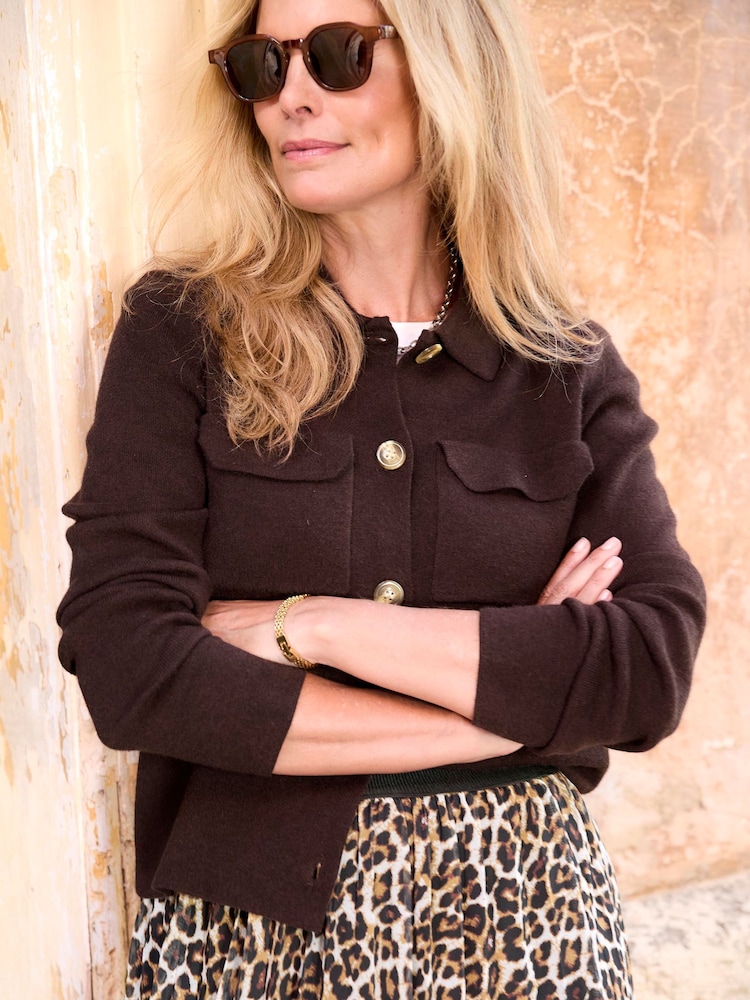 Cotton Traders Brown Collared Cardigan - Image 4 of 4