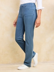 Cotton Traders Blue Stretch Jersey Denim Straight Leg Pull On Jeggings - Image 1 of 2
