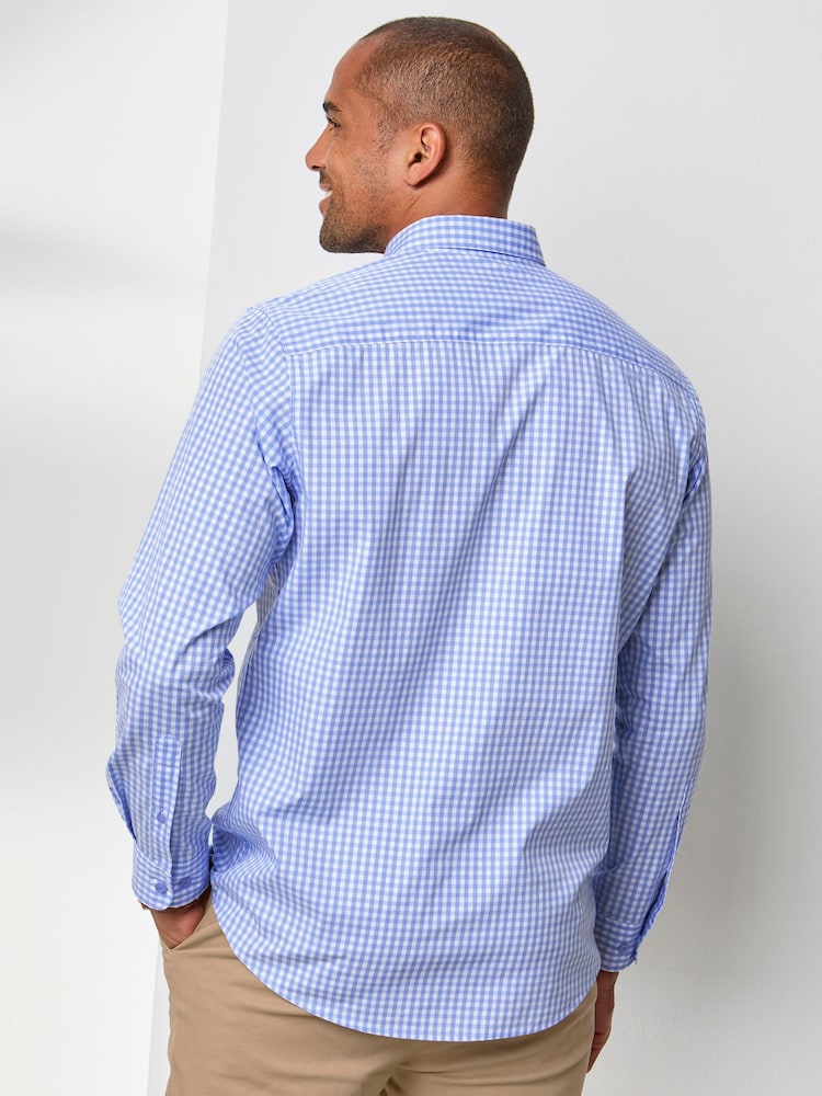 Cotton Traders Blue Long Sleeve Classic Poplin Shirt - Image 2 of 4
