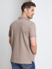 Cotton Traders Grey Short Sleeve Textured Rib Polo Shirt - Image 2 of 4
