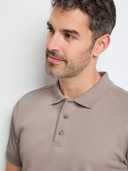 Cotton Traders Grey Short Sleeve Textured Rib Polo Shirt - Image 4 of 4