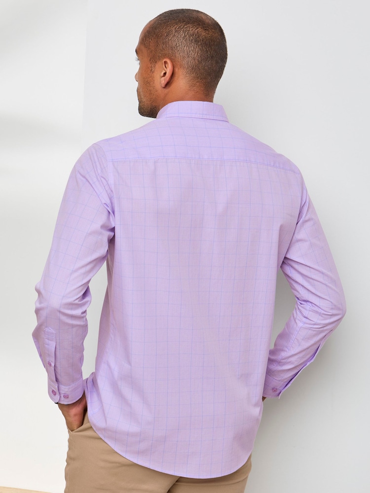 Cotton Traders Purple Long Sleeve Classic Poplin Shirt - Image 2 of 4