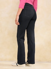 Cotton Traders Black Stretch Jersey Denim Straight Leg Pull On Trousers - Image 2 of 2