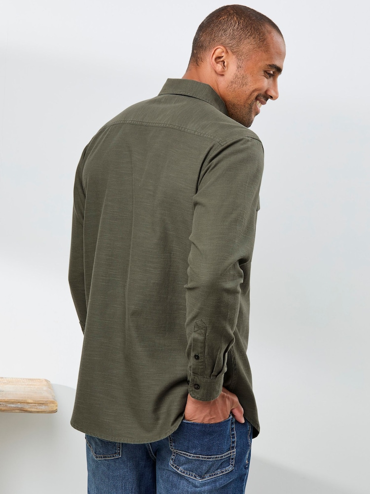 Cotton Traders Green Long Sleeve Tencel Rich Shirt - Image 2 of 4