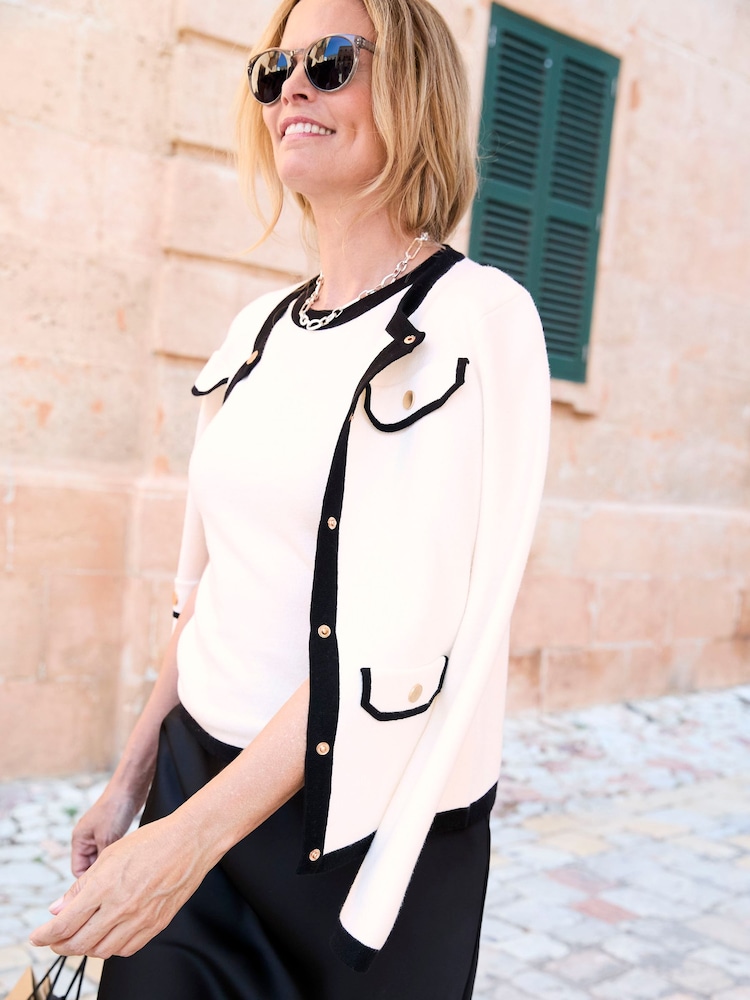 Cotton Traders White Contrast Trim Knit Vest - Image 4 of 4