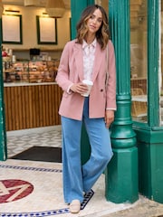 Cotton Traders Pink Soft Lined Double Breasted Blazer - Image 2 of 3