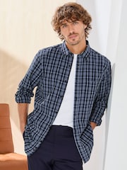 Cotton Traders Blue Signature Long Sleeve Textured Shirt - Image 1 of 3