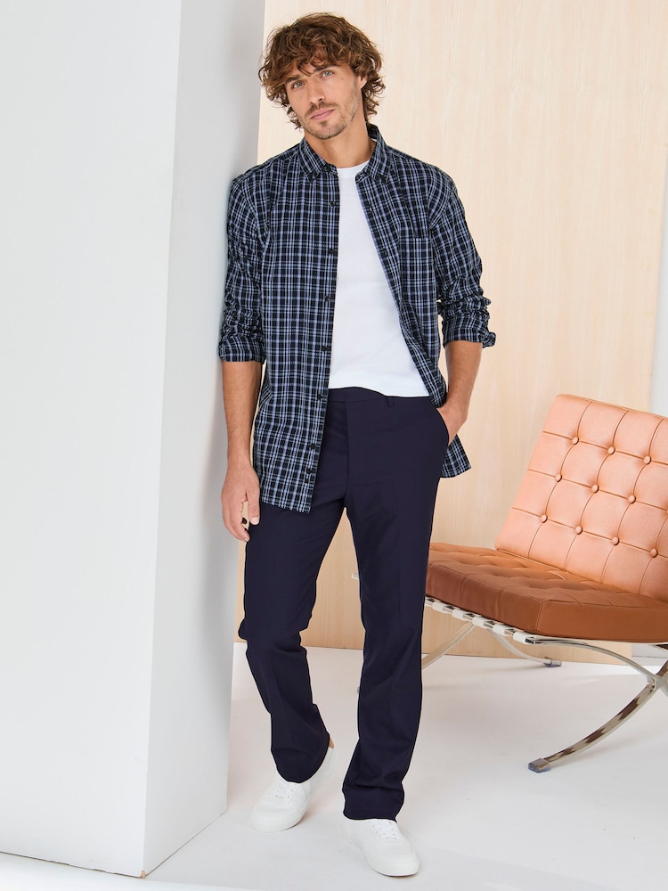 Cotton Traders Blue Signature Long Sleeve Textured Shirt - Image 2 of 3