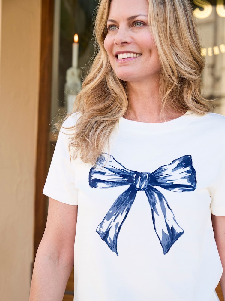 Cotton Traders Cream Print Short Sleeve T Shirt - Image 2 of 4