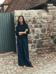 Laura Ashley Navy Crew Neck Jumper With A Touch Of Wool - Image 2 of 4