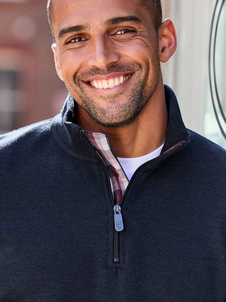 Cotton Traders Blue Half Zip Brushed Sweat Top - Image 4 of 4