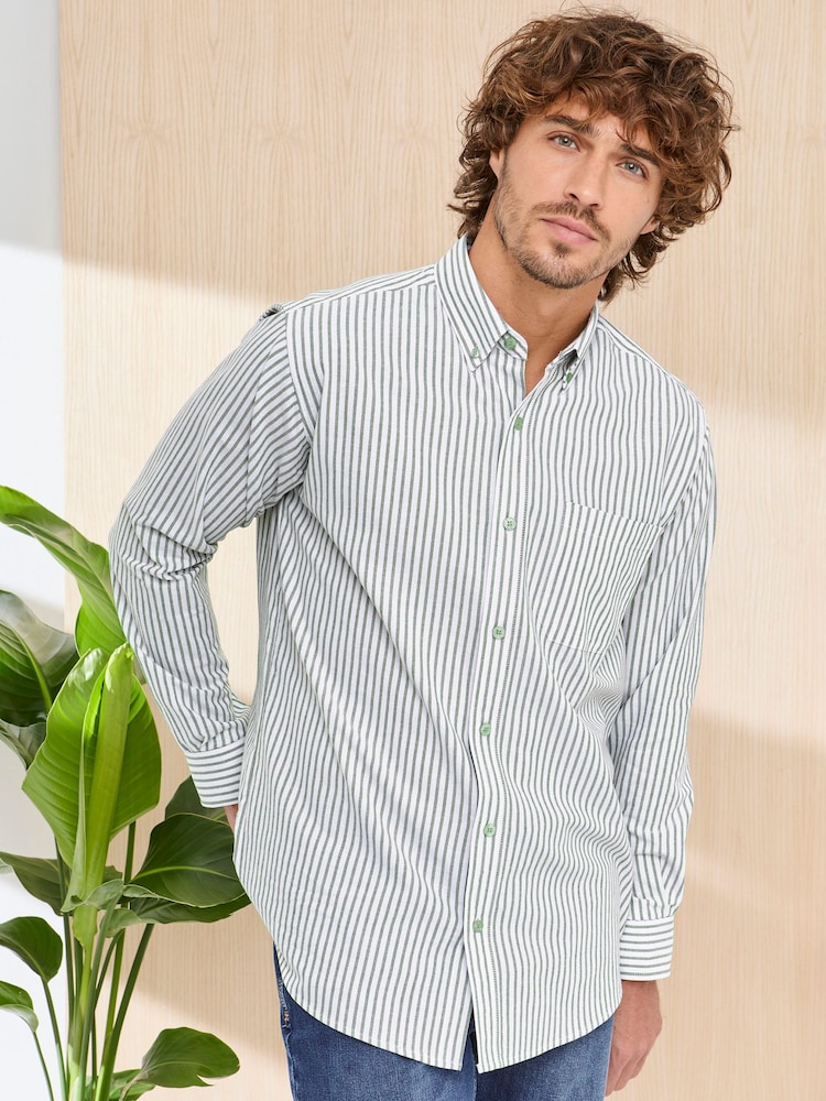 Cotton Traders Green Signature Long Sleeve Oxford Shirt - Image 1 of 4
