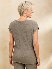 Cotton Traders Brown Textured Jersey Top - Image 2 of 3