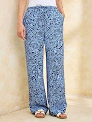 Cotton Traders Blue Printed Pull On Trousers - Image 1 of 4