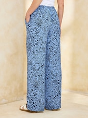 Cotton Traders Blue Printed Pull On Trousers - Image 2 of 4