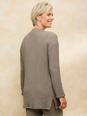 Cotton Traders Brown Textured Jersey Cardigan - Image 2 of 2