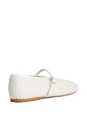Dune London White Leather Headliner Ballet Pumps - Image 4 of 6