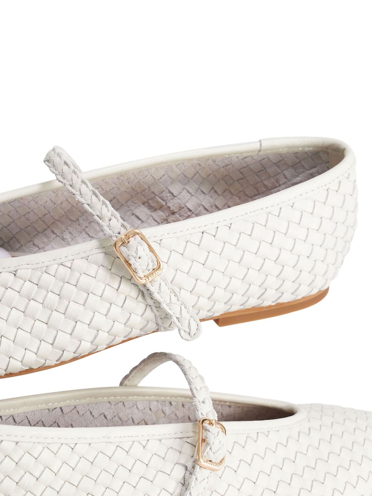 Dune London White Leather Headliner Ballet Pumps - Image 6 of 6