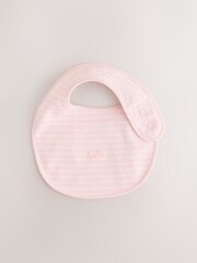 Ecru/Pink Cloud Baby Bibs 5 Pack - Image 3 of 8