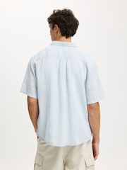 藍色 - 短袖款 - Cotton On Relaxed Linen Short Sleeve Shirt - 圖片 3/4