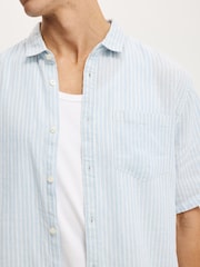 藍色 - 短袖款 - Cotton On Relaxed Linen Short Sleeve Shirt - 圖片 4/4