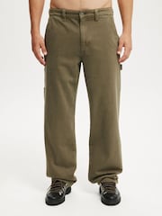 Cotton On Green Baggy Worker Trousers - Image 1 of 7
