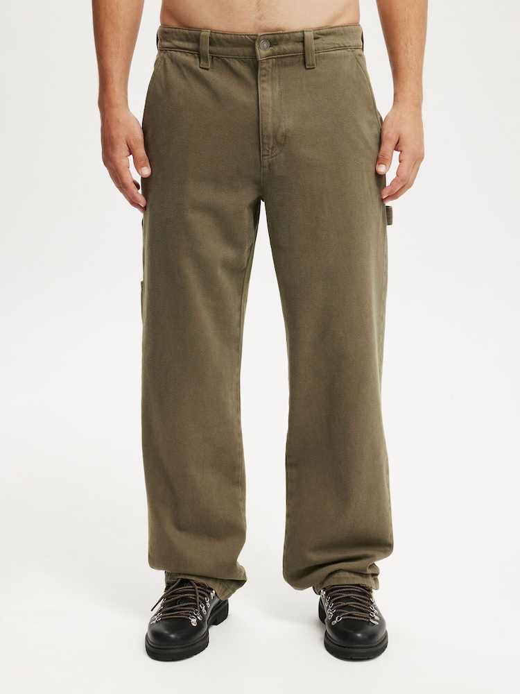Cotton On Green Baggy Worker Trousers - Image 1 of 7