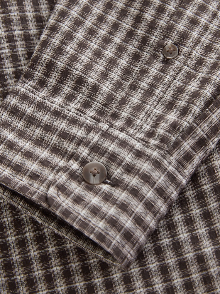 Ruskea/Valkoinen Teksturoitu Ruutu - Cotton On Luca Pitkä hiha paita - Kuva 4 / 4