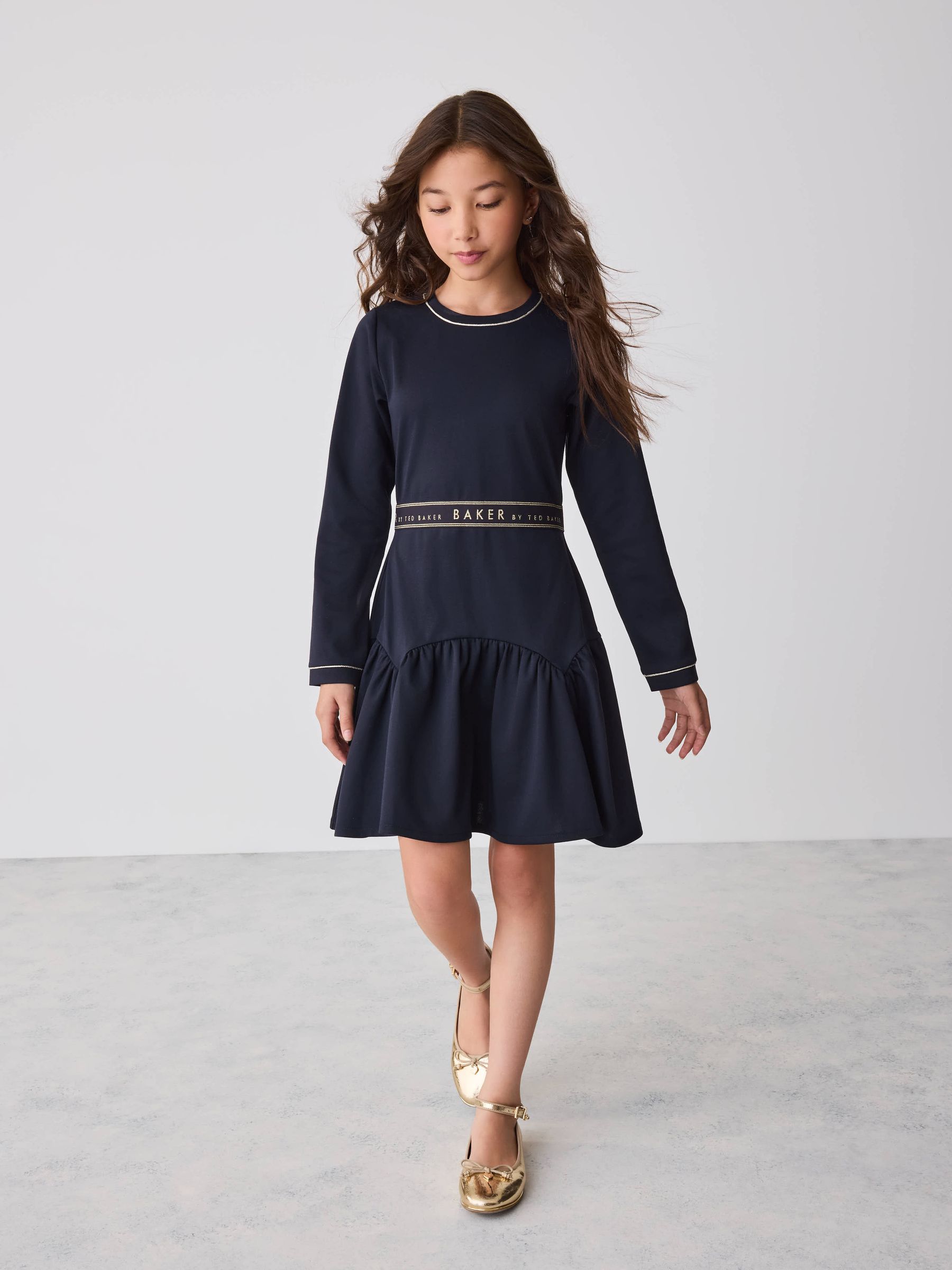 Baker by Ted Baker Navy Peplum Hem Ponte Dress view 1