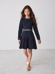 Baker by Ted Baker Navy Peplum Hem Ponte Dress - Image 1 of 12