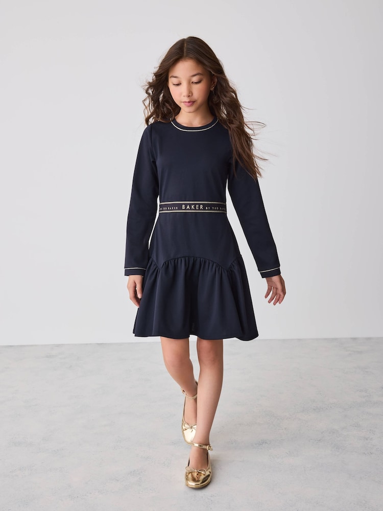 Baker by Ted Baker Navy Peplum Hem Ponte Dress - Image 1 of 12