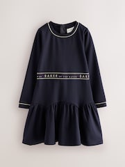 Baker by Ted Baker Navy Peplum Hem Ponte Dress - Image 5 of 12