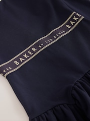 Baker by Ted Baker Navy Peplum Hem Ponte Dress - Image 8 of 12