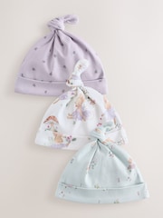 Lilac Fairy Mouse Tie Top Baby Hat 3 Pack (0-12mths) - Image 1 of 6