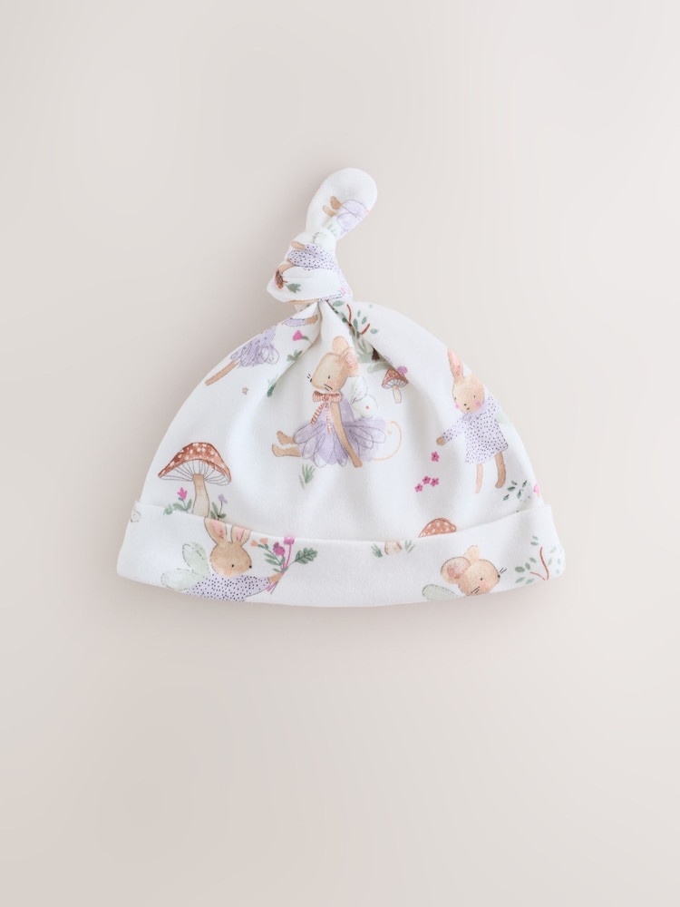 Lilac Fairy Mouse Tie Top Baby Hat 3 Pack (0-12mths) - Image 2 of 6