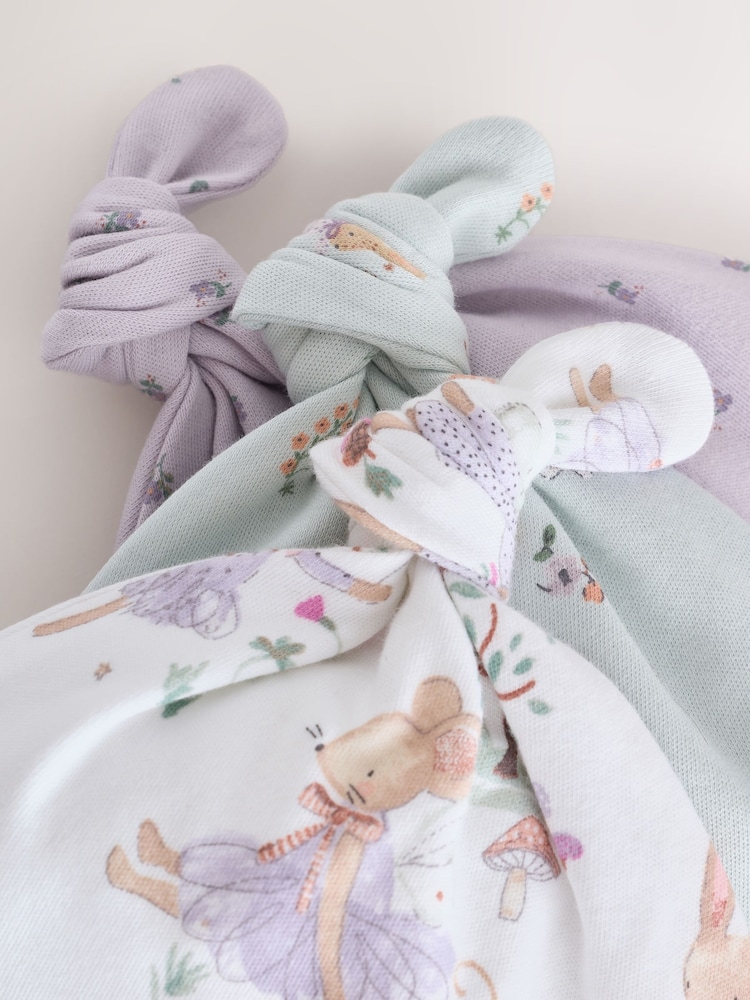 Lilac Fairy Mouse Tie Top Baby Hat 3 Pack (0-12mths) - Image 6 of 6
