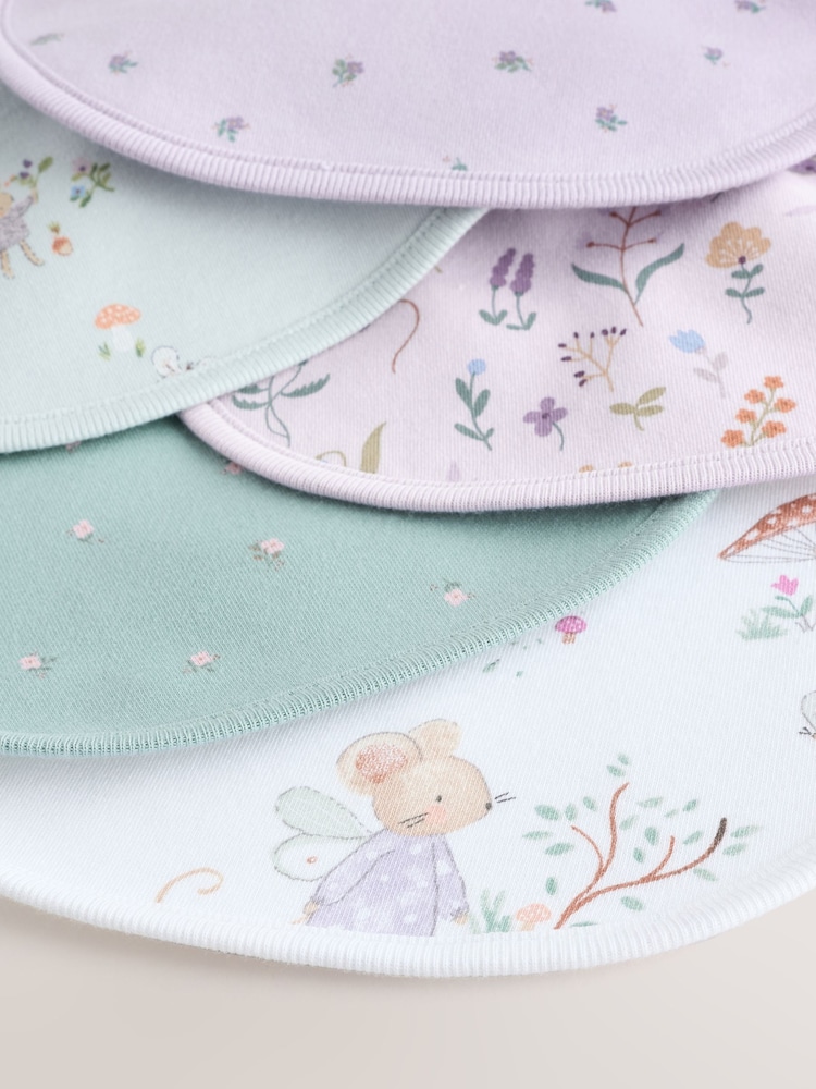 Lilac Fairy Mouse Baby Bibs 5 Pack - Image 8 of 8
