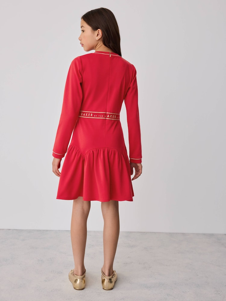 Baker by Ted Baker Red Peplum Hem Ponte Dress - Image 2 of 10